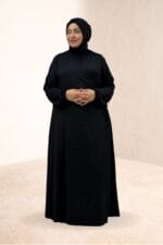 62018 Büyük Beden Bağlamalı Bürümcük Namaz Elbisesi - Siyah - Large Moda - Görsel 5