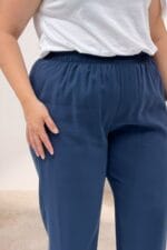 69007 Büyük Bedenbeli Lastikli Cupra Pantolon - Lacivert - Large Moda - Görsel 2