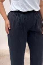 69007 Büyük Bedenbeli Lastikli Cupra Pantolon - Siyah - Large Moda - Görsel 2