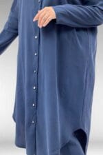 67059 Büyük Beden Boydan Düğmeli Cupra Pantolonlu Takım - Lacivert - Large Moda - Görsel 3