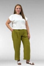 69014 Büyük Beden Beli Lastikli Cepli Double Tensel Pantolon - Yağ Yeşili - Large Moda - Görsel 2
