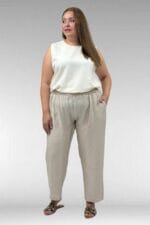 69014 Büyük Beden Beli Lastikli Cepli Double Tensel Pantolon - Bej - Large Moda - Görsel 2