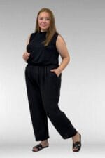 69014 Büyük Beden Beli Lastikli Cepli Double Tensel Pantolon - Siyah - Large Moda - Görsel 2