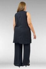68506 Büyük Beden Taş Baskılı Uzun Müslin İçlik - Siyah - Large Moda - Görsel 5