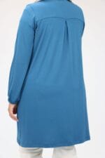 38014 Büyük Beden Basic Penye Tunik - İndigo - Large Moda - Görsel 6