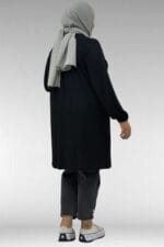 38014 Büyük Beden Cep Detaylı Penye Tunik - Siyah - Large Moda - Görsel 5