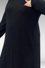 38014 Büyük Beden Cep Detaylı Penye Tunik - Siyah - Large Moda - Görsel 2
