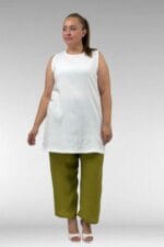 68505 Büyük Beden Uzun Müslin İçlik - Ekru - Large Moda - Görsel 3