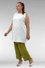 68505 Büyük Beden Uzun Müslin İçlik - Ekru - Large Moda - Görsel 4