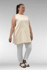 68505 Büyük Beden Uzun Müslin İçlik - Bej - Large Moda - Görsel 4