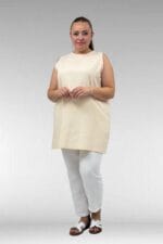 68505 Büyük Beden Uzun Müslin İçlik - Bej - Large Moda - Görsel 2