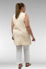 68505 Büyük Beden Uzun Müslin İçlik - Bej - Large Moda - Görsel 5