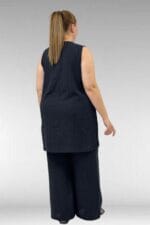 68505 Büyük Beden Uzun Müslin İçlik - Siyah - Large Moda - Görsel 5