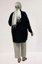 68069 Büyük Beden Büzgü Detaylı Double Tensel Tunik - Siyah - Large Moda - Görsel 4