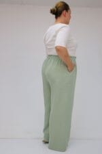 59021 Büyük Beden Beli Lastikli Müslin Bol Paça Pantolon - Nefti - Large Moda - Görsel 5