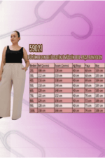 59021 Büyük Beden Beli Lastikli Müslin Bol Paça Pantolon - Mor - Large Moda - Görsel 3