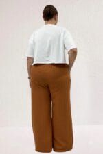 59021 Büyük Beden Beli Lastikli Müslim Bol Paça Pantolon - Tarçın - Large Moda - Görsel 4