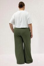59021 Büyük Beden Beli Lastikli Müslim Bol Paça Pantolon - Haki - Large Moda - Görsel 5