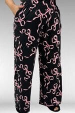 67801 Büyük Beden Kısakol Desenli Pijama Takımı - Pembe Kurdele Desenli - Large Moda - Görsel 6