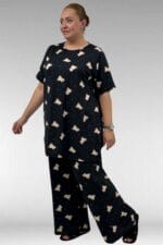 Büyük Beden Kısakol Desenli Pijama Takımı - Ayıcık Desenli - 67801 - Görsel 5