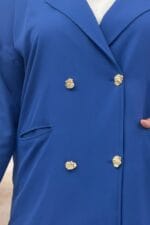 67056 Büyük Beden Blazer Ceket - Pantolon Nova Takım - İndigo - Large Moda - Görsel 2