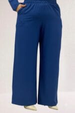 67056-1 Büyük Beden Blazer Ceket - Pantolon Nova Takım - İndigo - Large Moda - Görsel 4