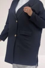 Büyük Beden Mostralı Blazer Ceket - Siyah - 63015-1 - Görsel 2