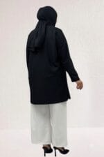 Büyük Beden Mostralı Blazer Ceket - Siyah - 63015-1 - Görsel 4