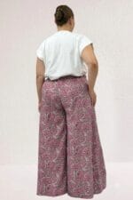 Büyük Beden Beli Lastikli Mango Pantolon Etek - Etnik Desen Pudra - 69010 - Görsel 4