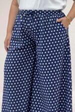 69010 Büyük Beden Beli Lastikli Mango Pantolon Etek - Lacivert Puantiyeli - Large Moda - Görsel 2