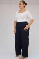 Büyük Beden Beli Lastikli Bolpaça Pantolon - Lacivert - 29019 - Görsel 2