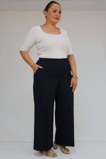 Büyük Beden Beli Lastikli Bolpaça Pantolon - Lacivert - 29019 - Görsel 4