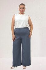 Büyük Beden Beli Lastikli Bolpaça Pantolon - Antrasit - 29019 - Görsel 4