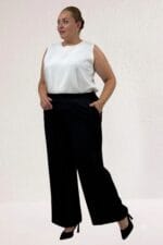 Büyük Beden Beli Lastikli Bolpaça Pantolon - Siyah - 29019 - Görsel 5