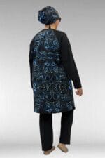 1742 Büyük Beden Uzunkol Tesettür Mayo Takım - Aqua Mavi - Large Moda - Görsel 7