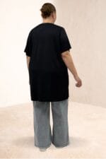 Büyük Beden Uzun İnce Modal Tişört - Siyah - 68507 - Görsel 7