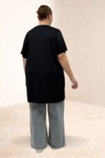 Büyük Beden Uzun İnce Modal Tişört - Siyah - 68507 - Görsel 6