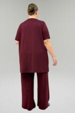 Büyük Beden Tişört Pantolonlu Modal Takım - Bordo - 67067 - Görsel 5