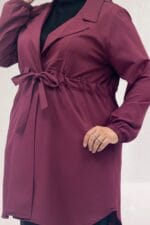 Büyük Beden Bağlamalı Nora Ceket - Bordo - 63018 - Görsel 2