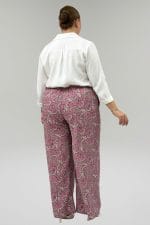 Büyük Beden Beli Lastikli Cepli Bol Paça Mango Pantolon - Etnik Desen Pudra - 69013 - Görsel 5