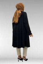 Büyük Beden Mevlana Penye Tunik - Siyah - 28016 - Görsel 5