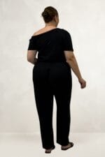 Büyük Beden Beli Lastikli Bürümcük Pantolon - Siyah - 69017 - Görsel 5