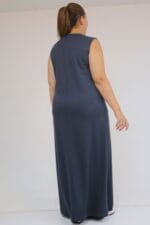 Büyük Beden Modal Kolsuz Elbise - Antrasit - 42050 - Görsel 4