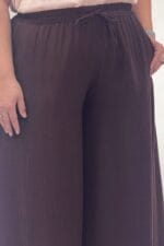 Büyük Beden Beli Lastikli Double Tensel Pantolon Etek - Kahve - 69009 - Görsel 2