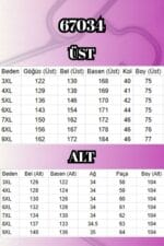 Büyük Beden Yanları Patlı Penye Pantolonlu Takım - İndigo - 67034 - Görsel 3