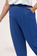 Büyük Beden Beli Lastikli Nora Şalvar Pantolon - İndigo - 69021 - Görsel 2