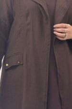 Büyük Beden Mostralı Blazer Double Tensel Ceket - Kahve - 63016 - Görsel 2