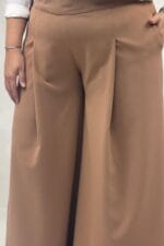 Büyük Beden Beli Lastikli Double Etek Pantolon - Taba - 69020 - Görsel 2