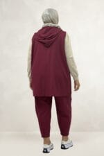 Büyük Beden Yelek-Pantolon Nora Takım - Bordo - 67057 - Görsel 5