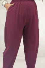 Büyük Beden Yelek-Pantolon Nora Takım - Bordo - 67057 - Görsel 4